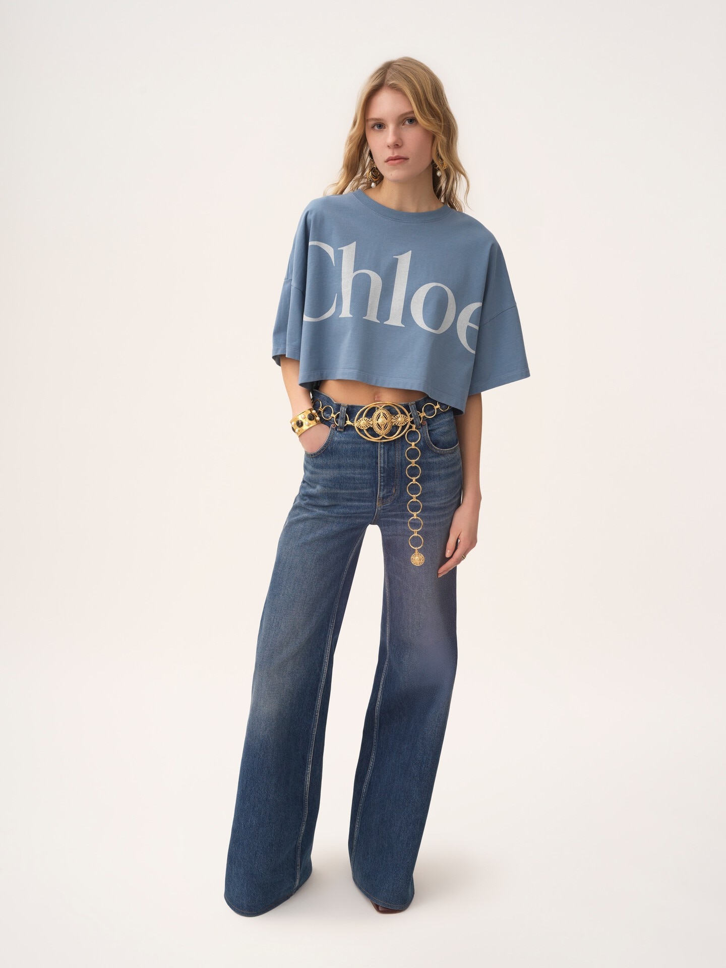 Cropped boxy logo T-shirt in cotton jersey - 3