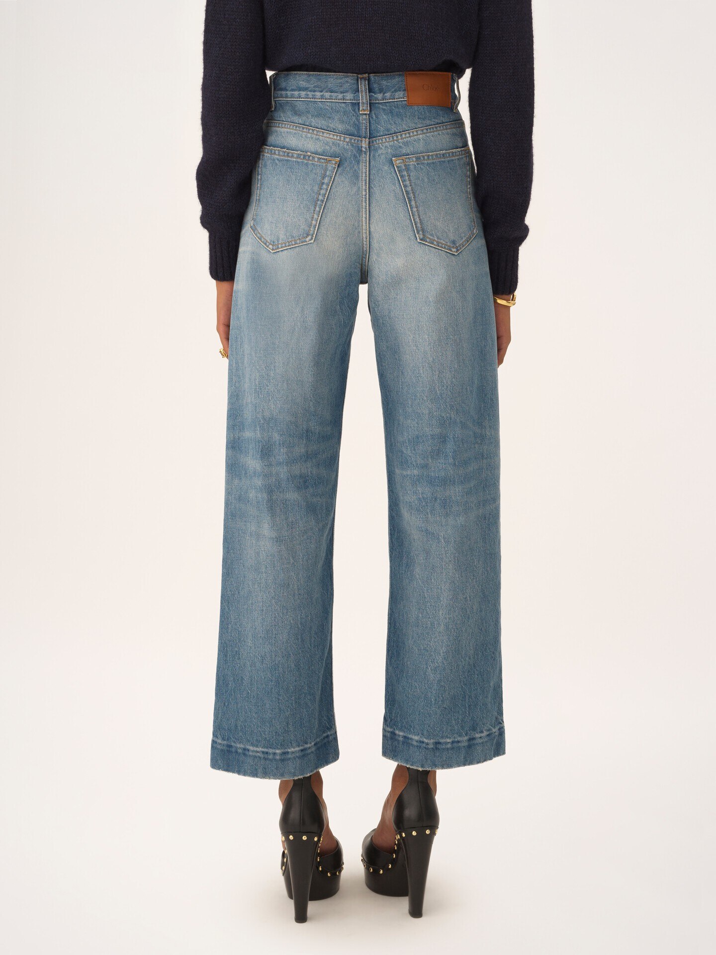 High-rise cropped jeans in denim - 5