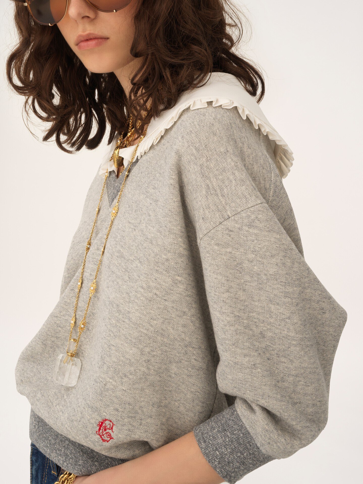 Collared jumper in chin&eacute; fleece - 5