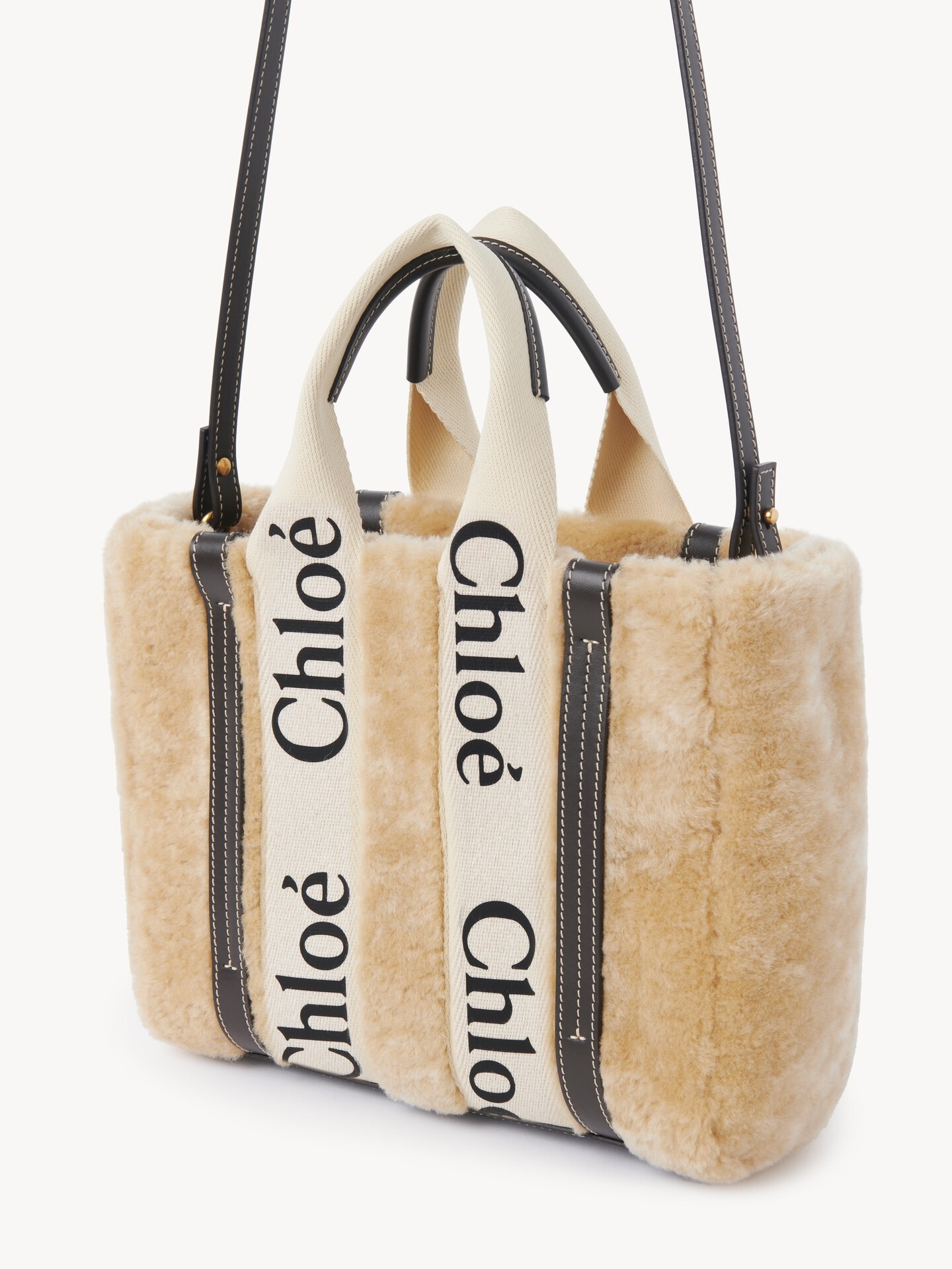 Bolso tote peque&ntilde;o Woody de cuero de borrego - 4