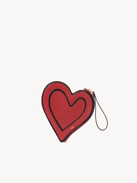 Chloé Symbols Heart flat pouch in grained leather