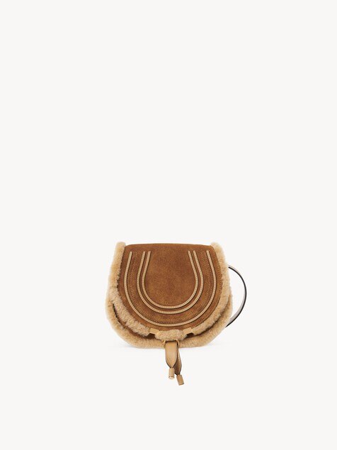 Bolso saddle peque&ntilde;o Marcie de ante y cuero de borrego