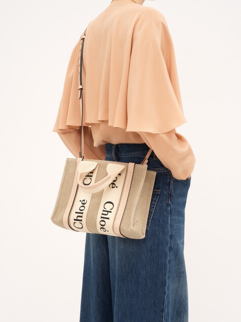 Small Woody tote bag in linen