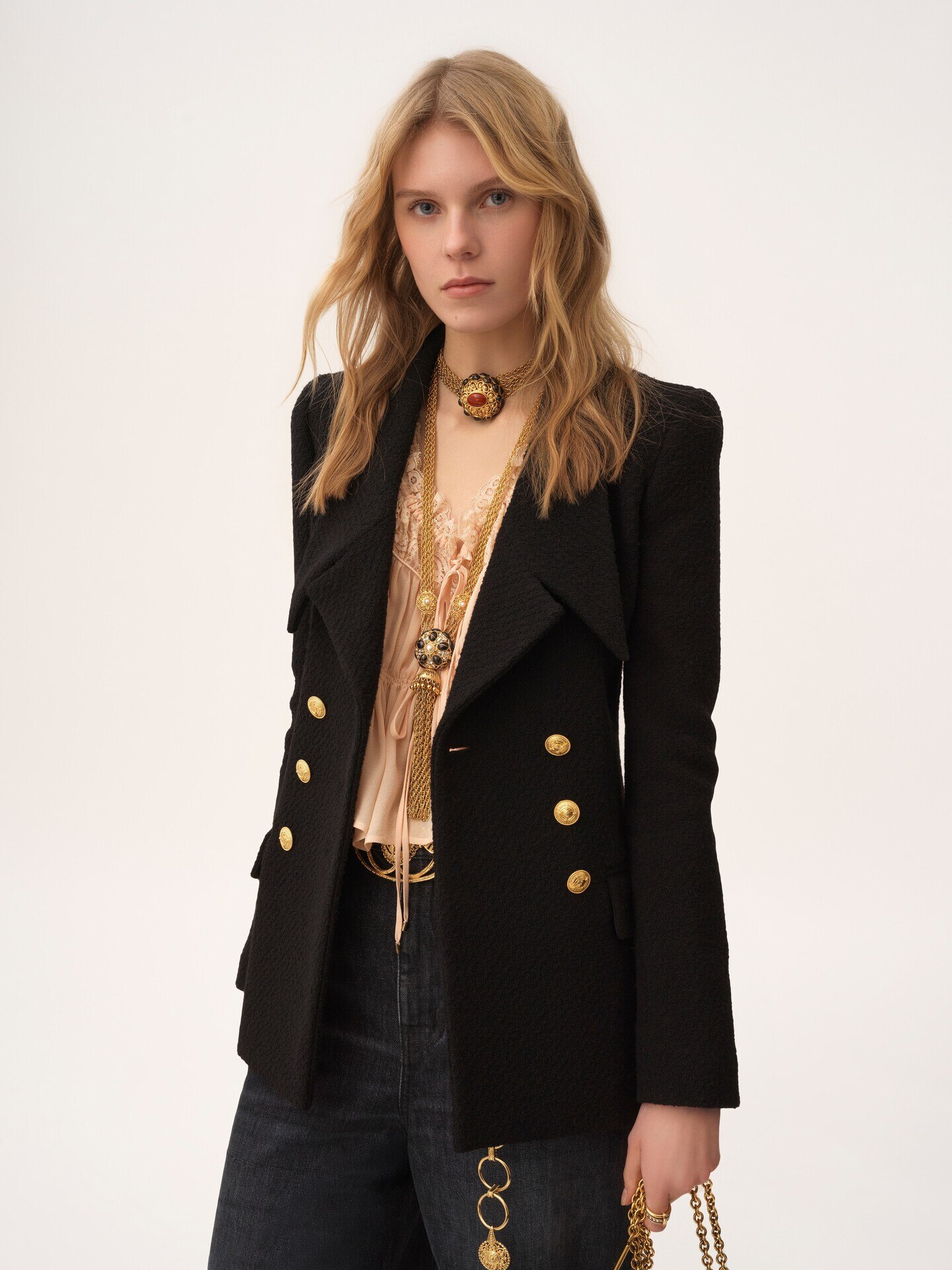 Double-breasted tailored jacket in wool bouclette - 6