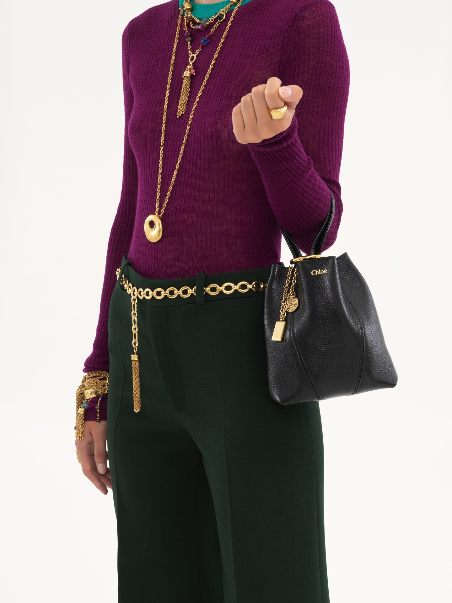 Small Chloé Spin tote bag in grained leather - 3