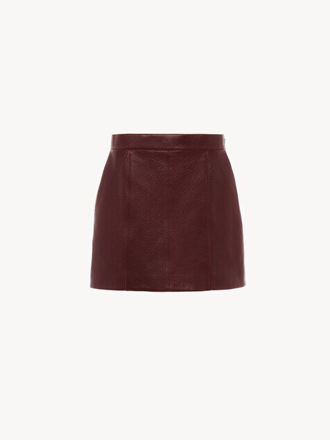 Straight mini skirt in leather