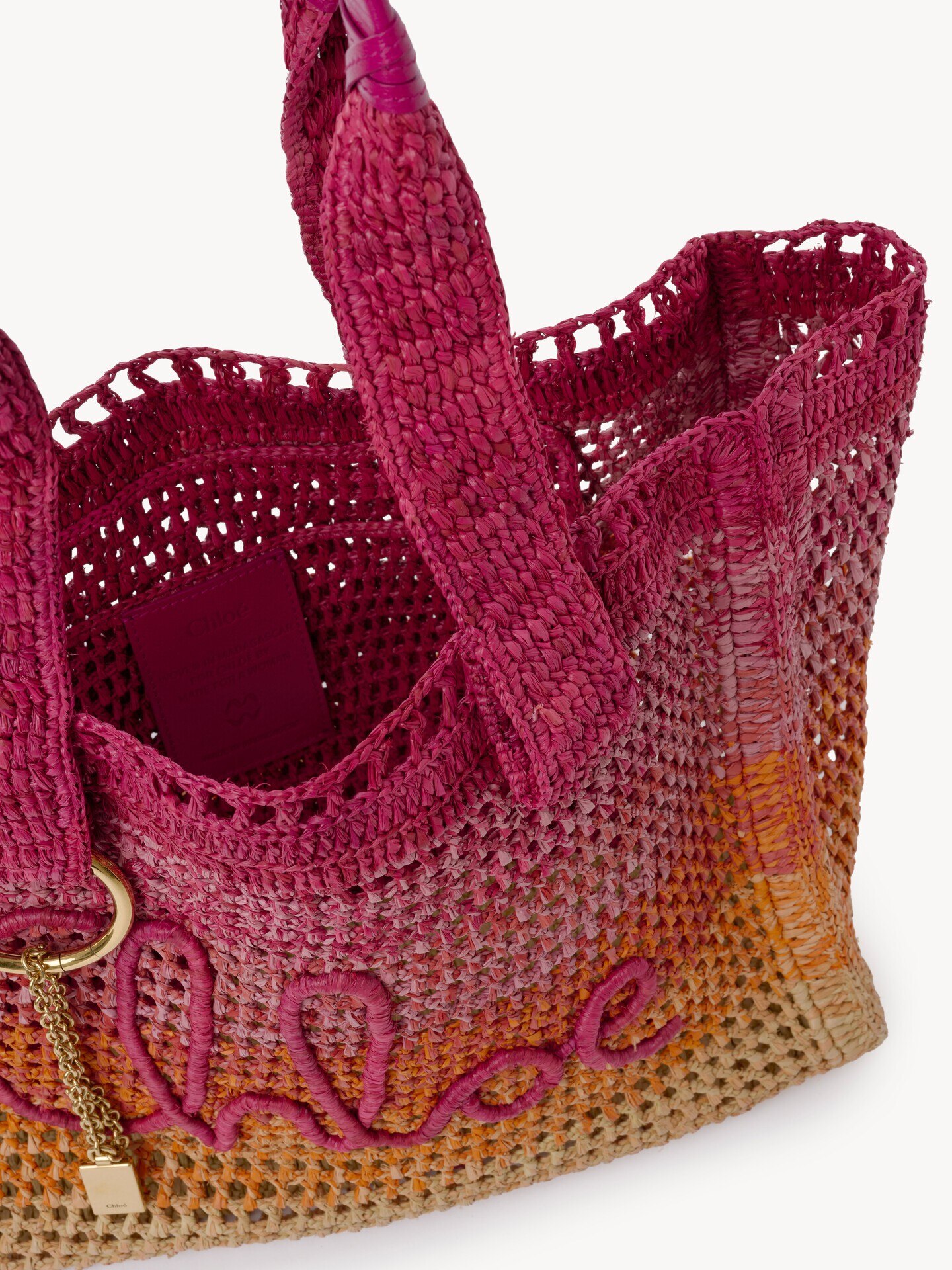 Bolso tote Summer Banana East-West de rafia - 6