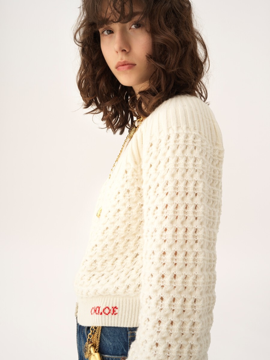 Round-neck cardigan in a wool & cashmere knit - 6