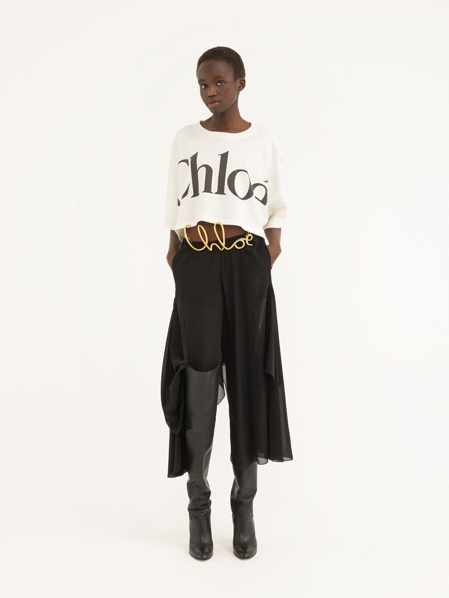 Cropped boxy logo T-shirt in cotton jersey - 3