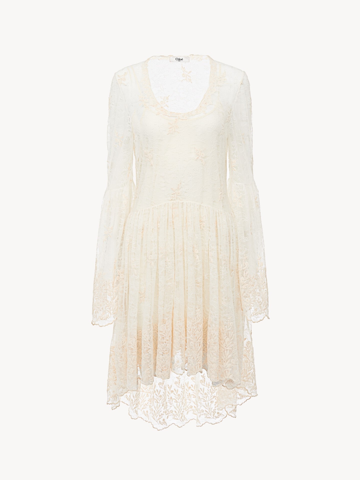 Scoop-neck mini dress in embroidered lace - 2
