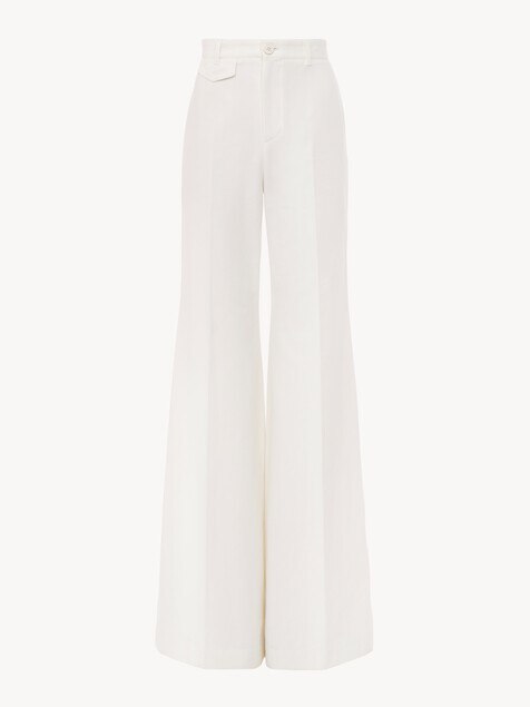 High-rise flared trousers in cotton canvas