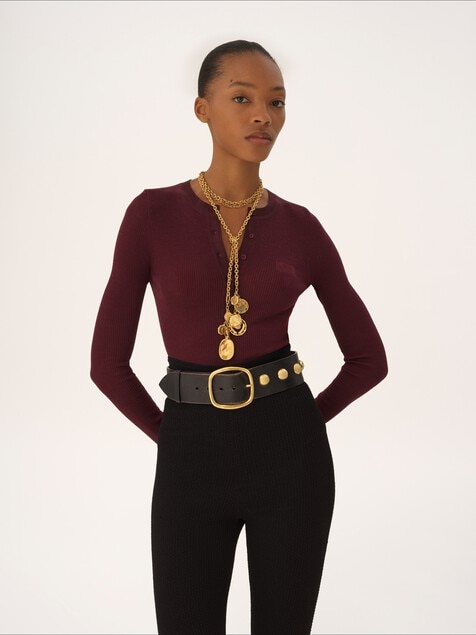 Camisa Henley de punto de lana superfina