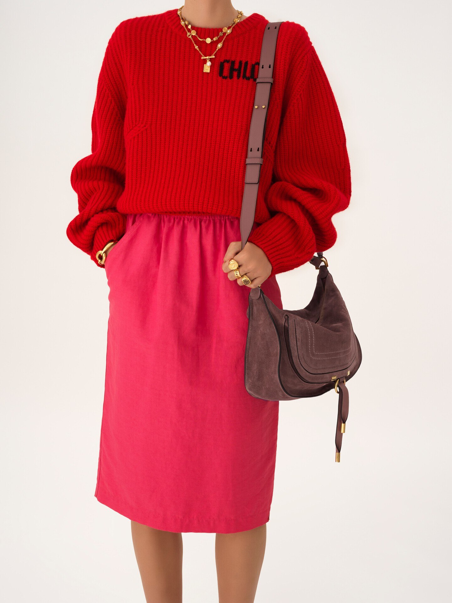 Bolso de hombro Marcie peque&ntilde;o de ante - 4
