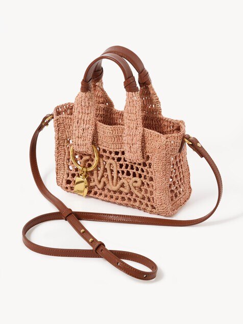 Minibolso tote Summer Banana East-West de rafia