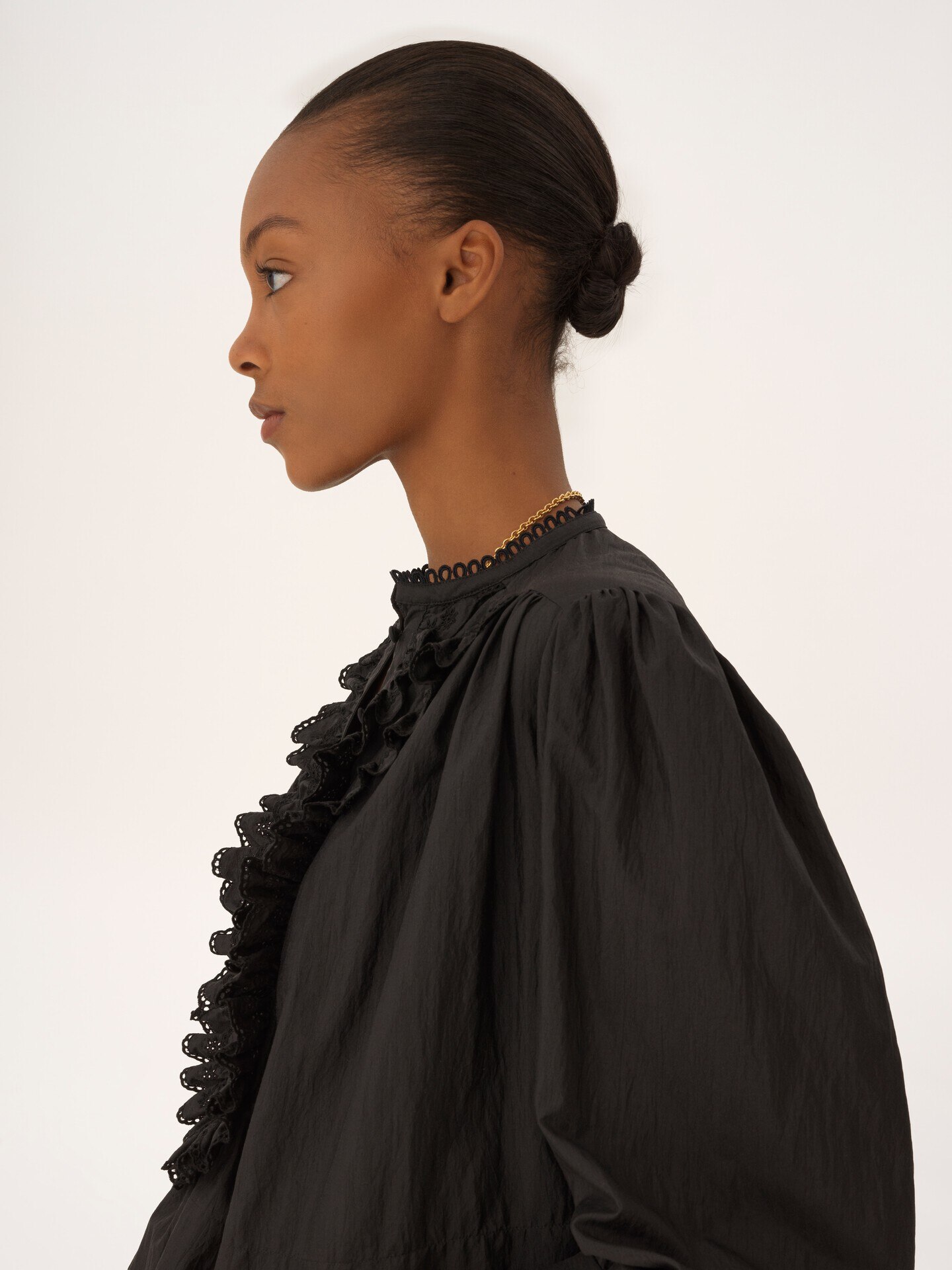 Gathered ruffled top in technical taffeta - 6