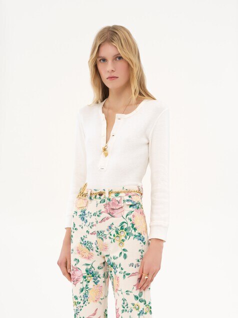 Henley shirt in cotton jersey