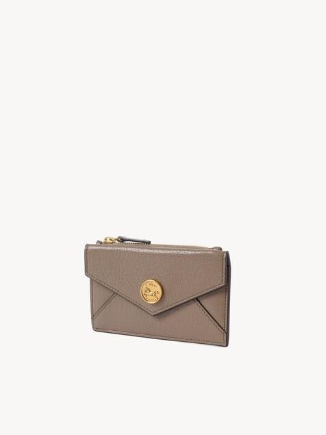 Small Envelope purse with card slots in grained leather