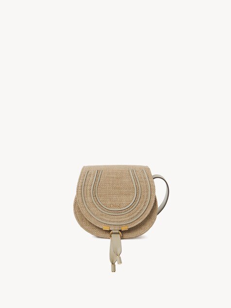 Small Marcie saddle bag in raffia-effect fibres