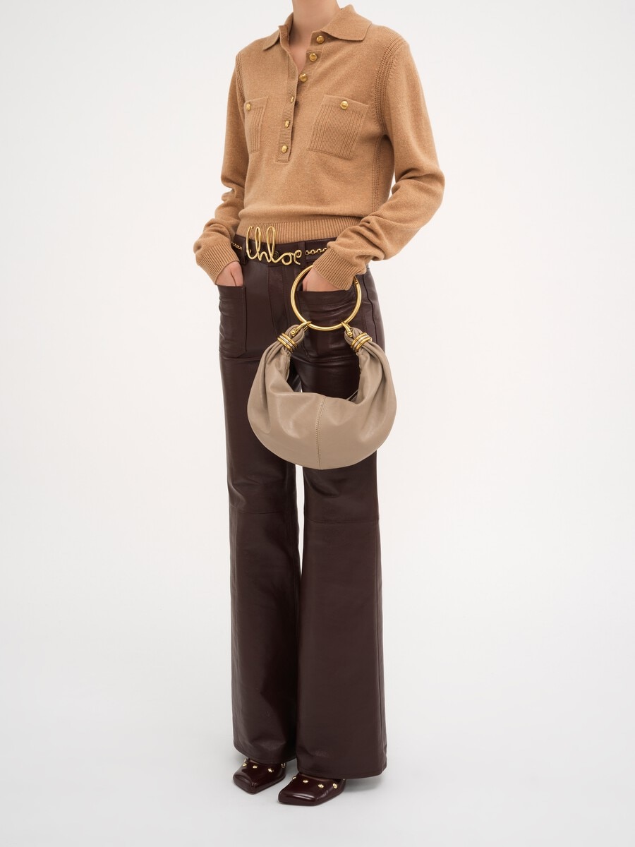 Small Bracelet hobo bag in grained leather - 11