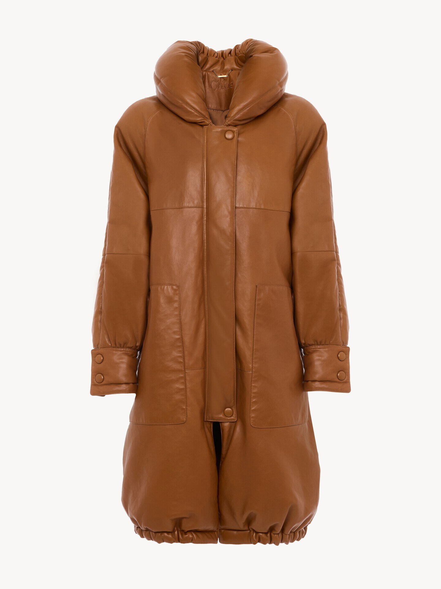 Long puffer coat in leather - 2