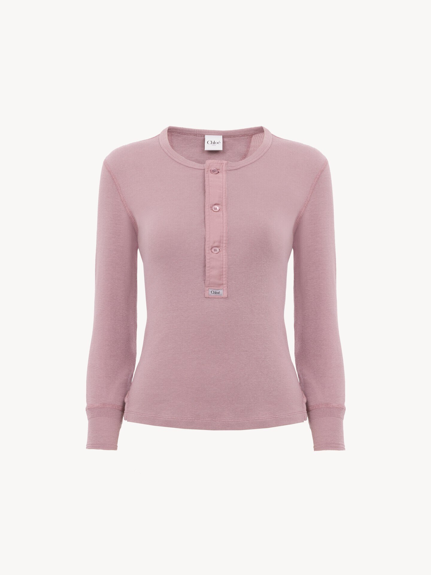 Camisa Henley ajustada de jersey de algod&oacute;n - 1