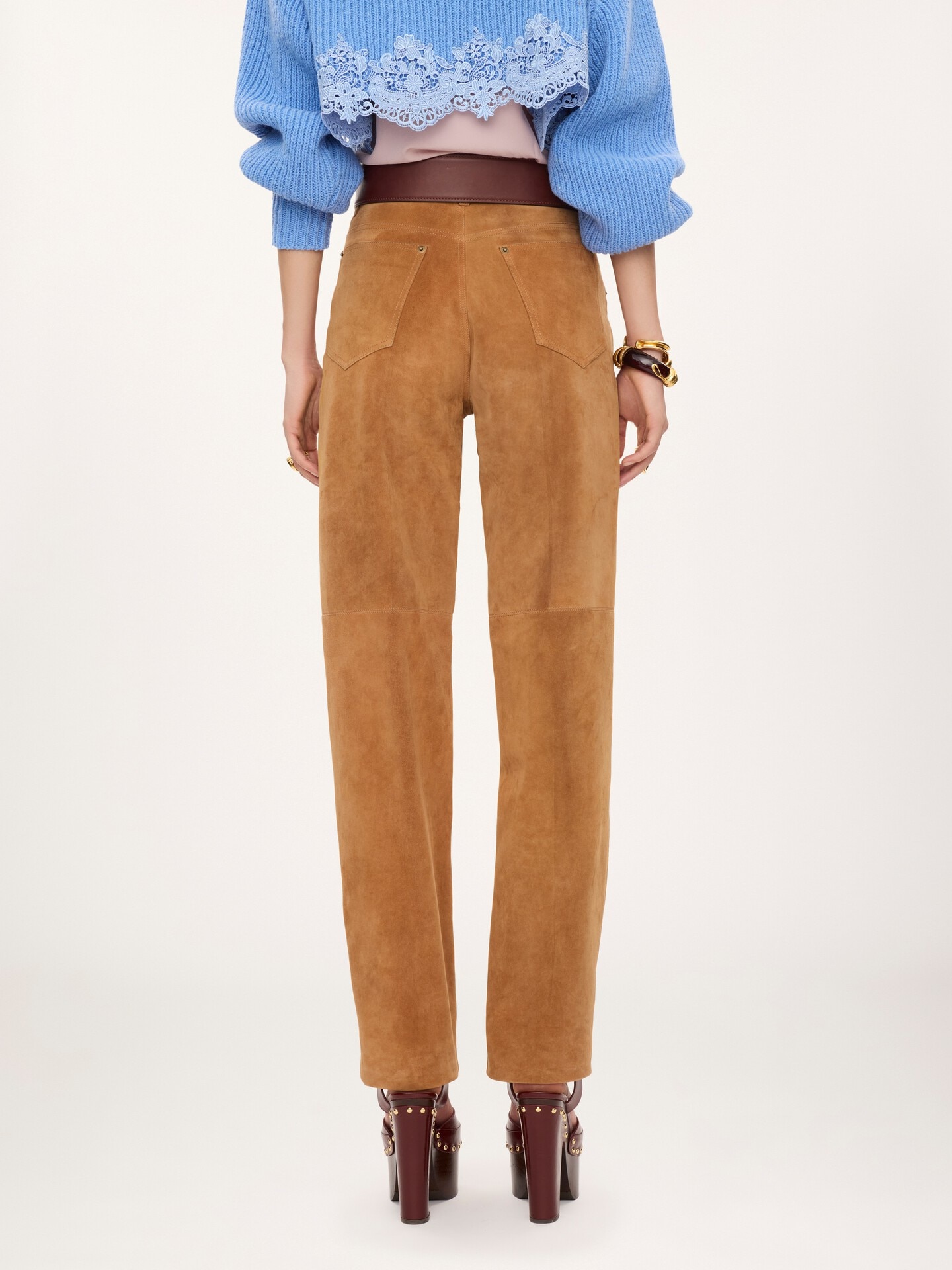 Skinny trousers in suede leather - 5