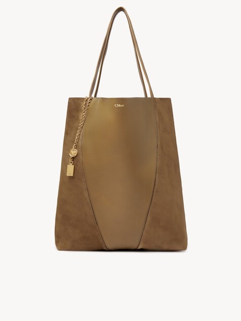 Large Chloé Spin tote bag in grained and suede leather