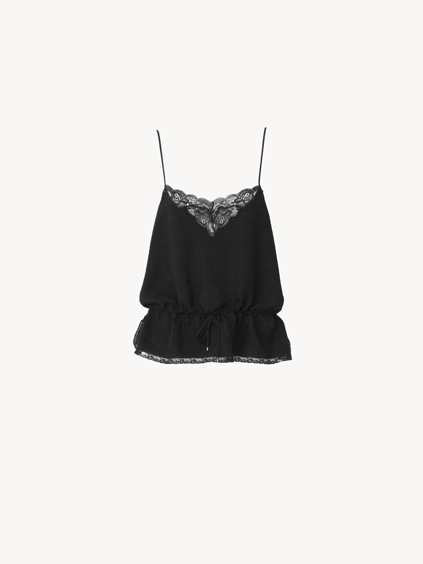 Camisola con cord&oacute;n de jacquard de seda y encaje - 2