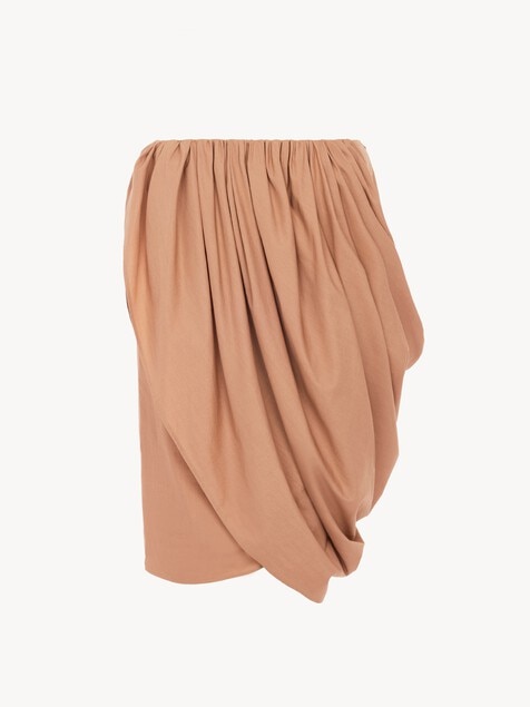Knee-length wrap skirt in cotton poplin