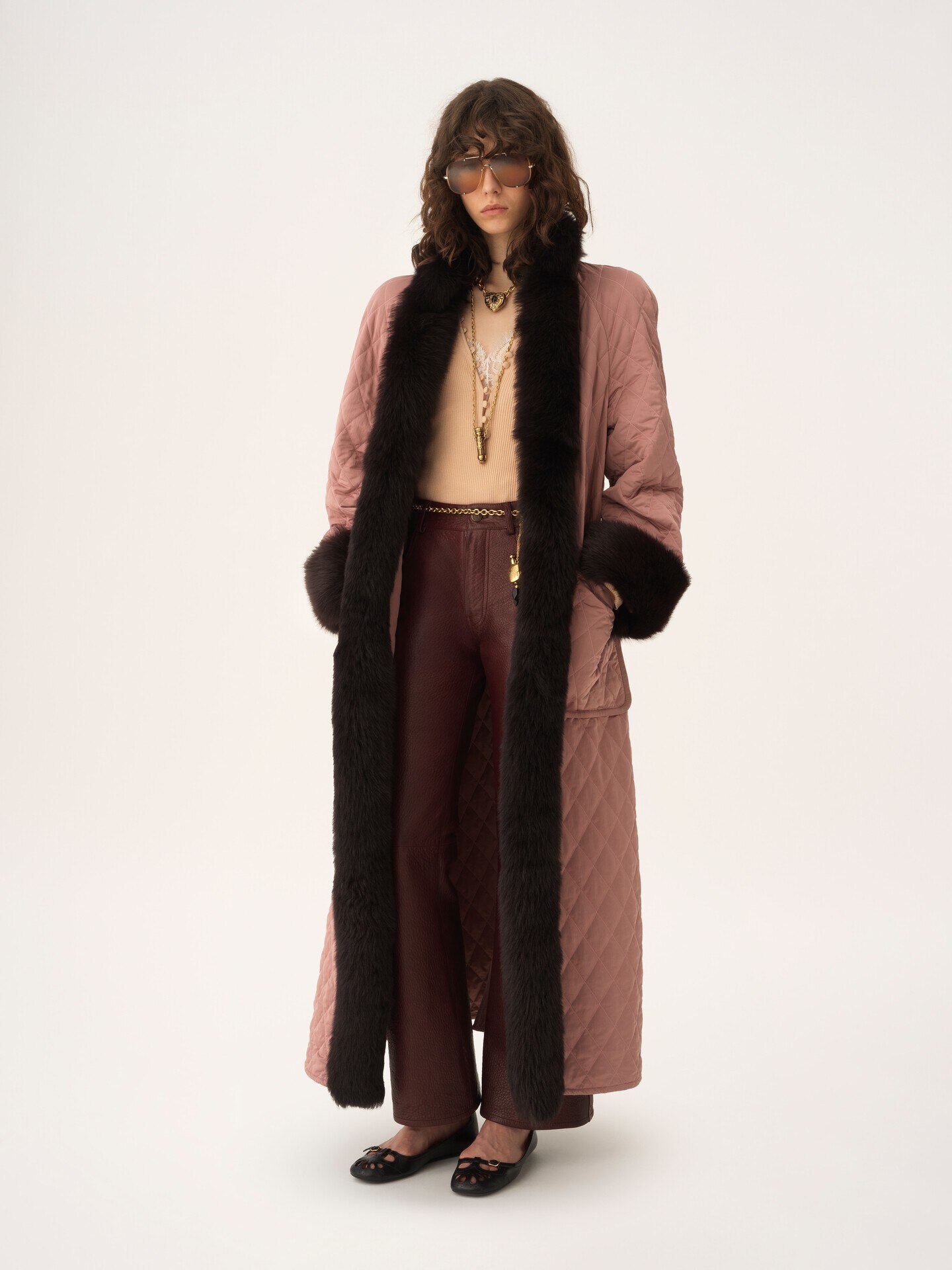 Long hybrid coat in technical satin - 6