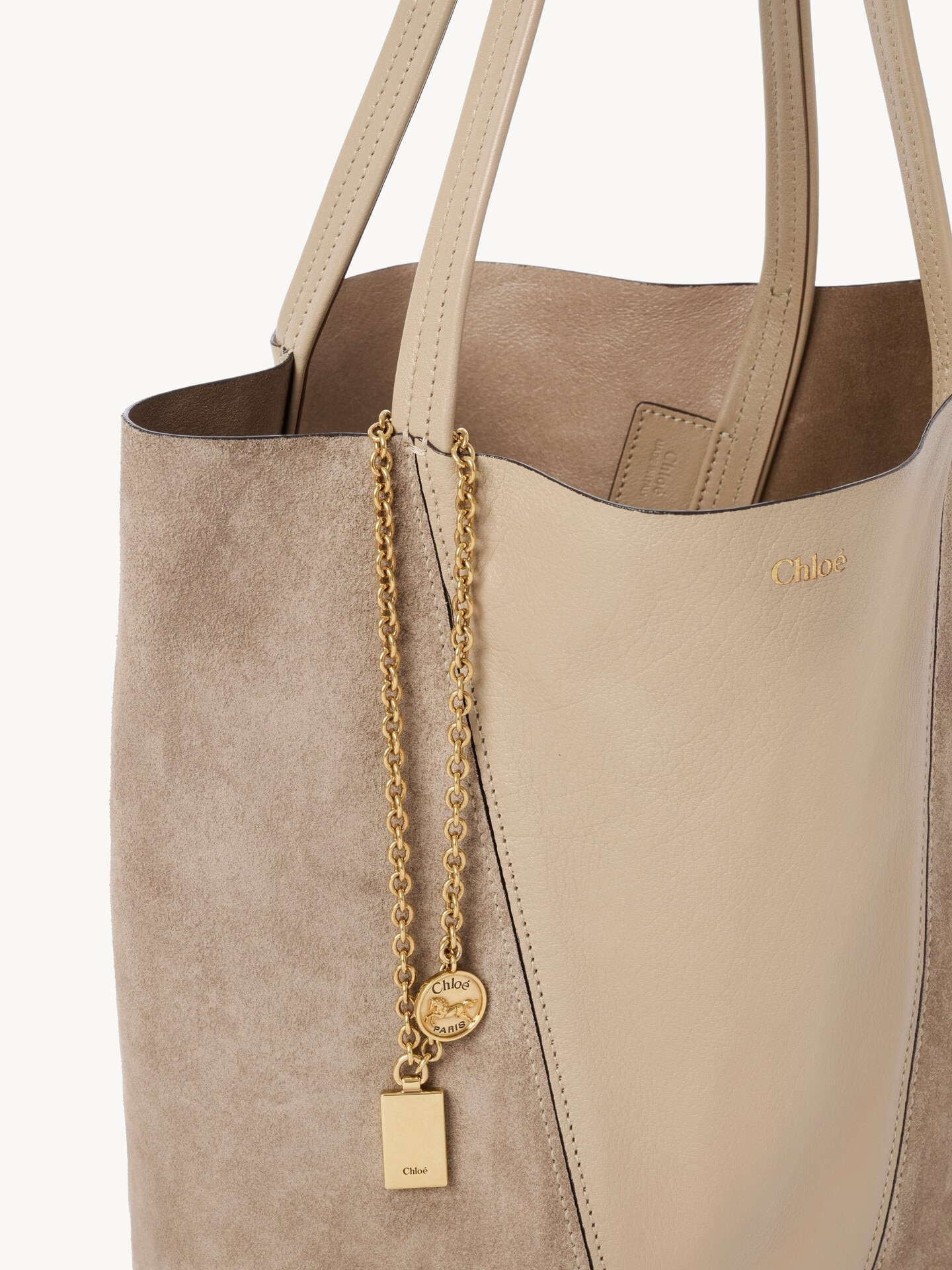 Chloé Spin tote bag in grained and suede leather - 6