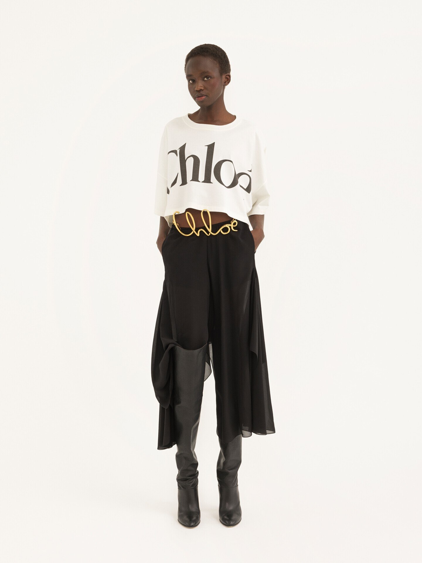 Fluid trousers in silk georgette - 4