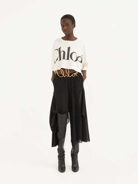 Fluid trousers in silk georgette