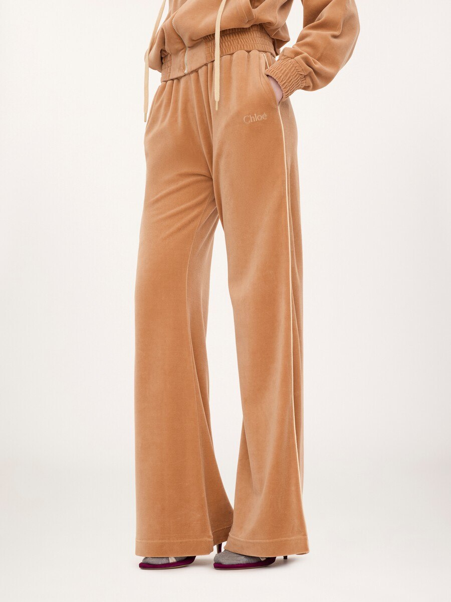 Wide-leg tracksuit pants in velvet - 4