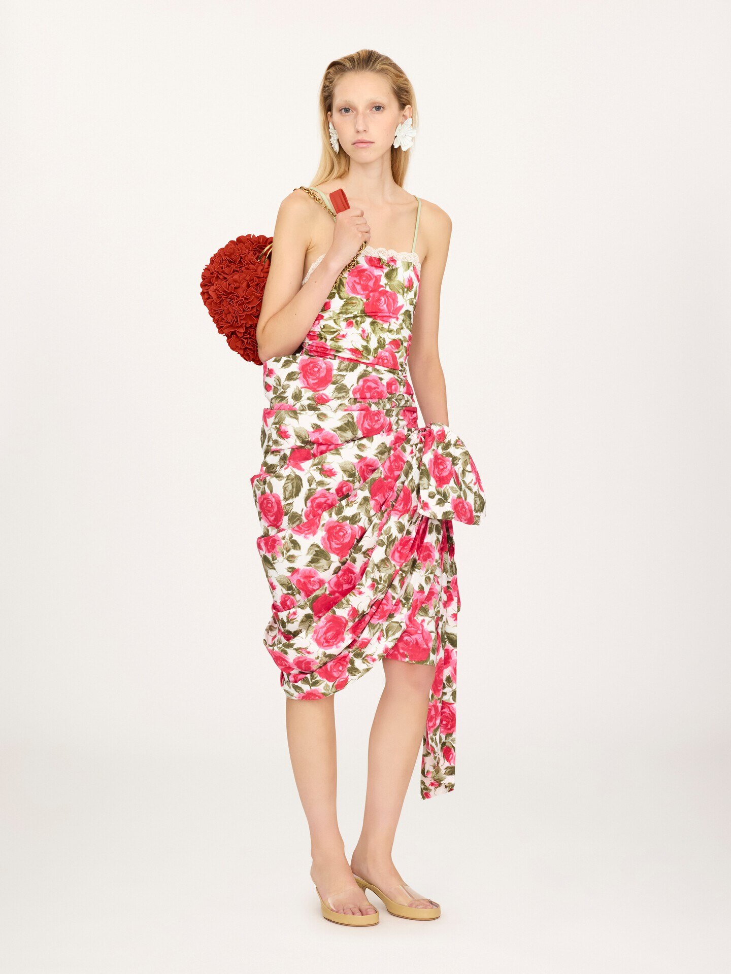 Bolso de hombro Chlo&eacute; Pliss&eacute; con cadena de cuero con flores - 7
