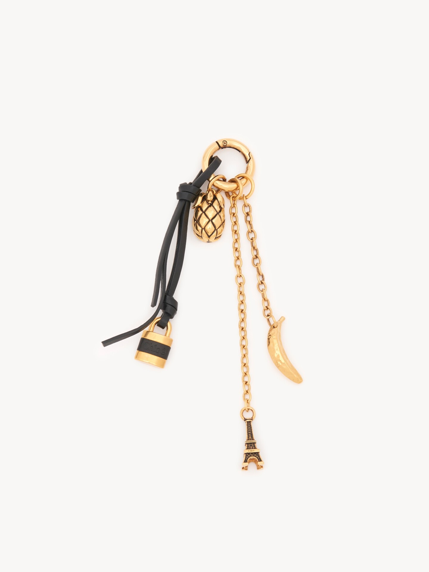 Miniatures bag charm in brass & leather - 1