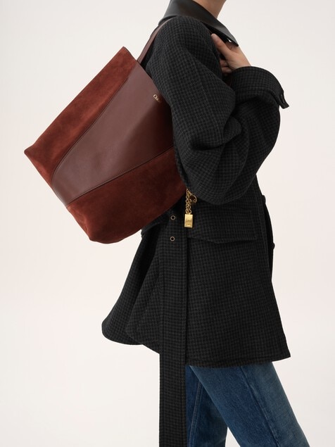 Chloé Spin tote bag in grained & suede leather
