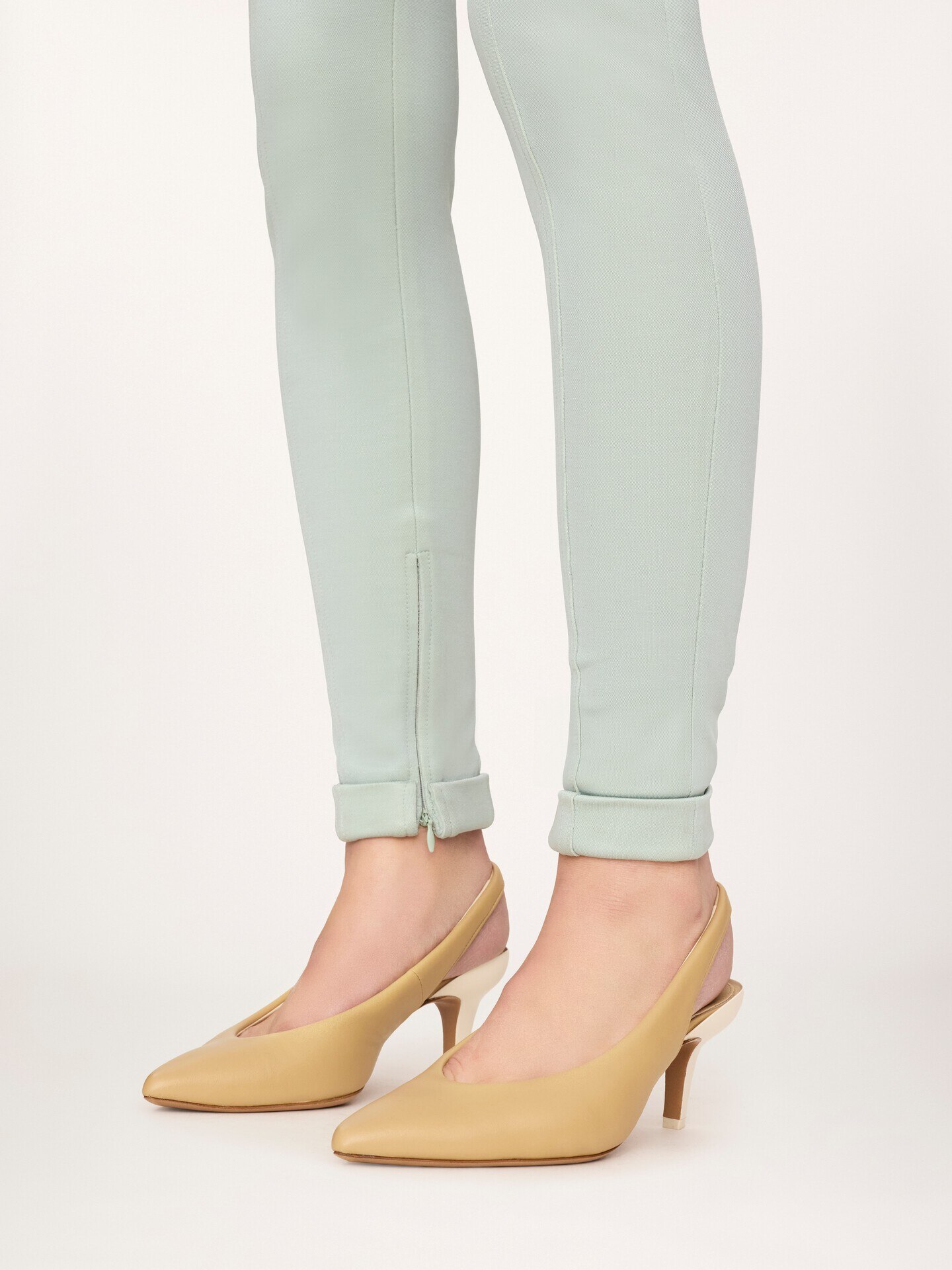 Fitted high-rise trousers in bonded stretch jersey - 7