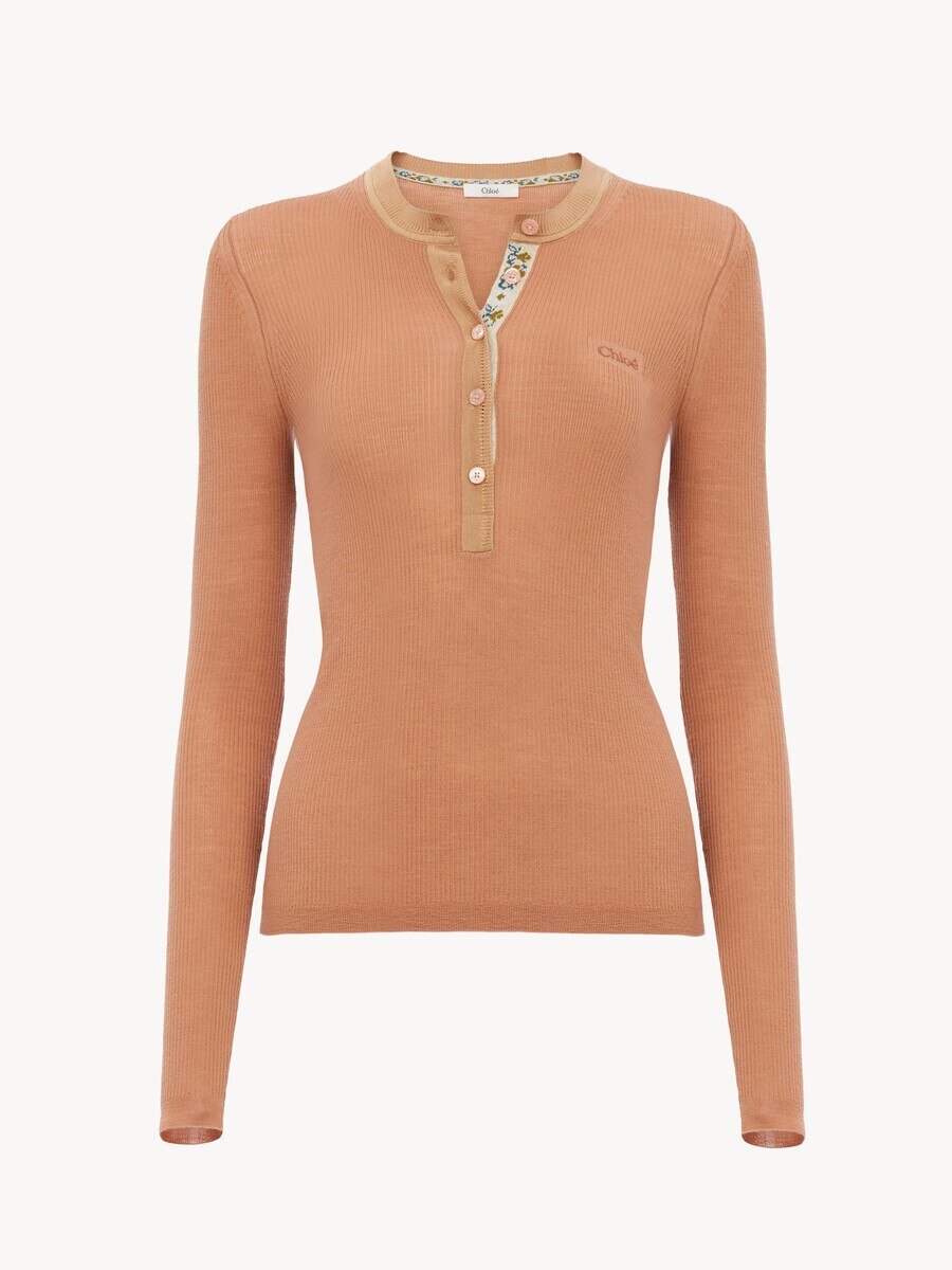 Fitted Henley shirt in superfine wool knit - 2