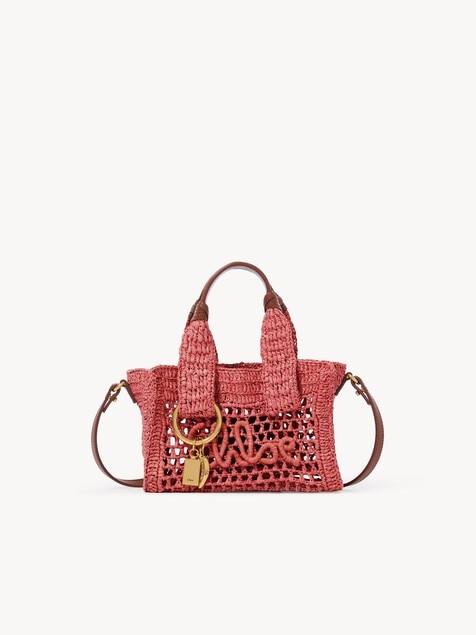 Minibolso tote Summer Banana East-West de rafia