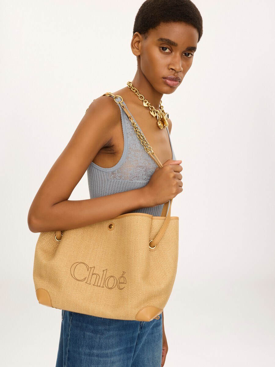 Chlo&eacute; Clover double carry bag in raffia-effect fibers - 3