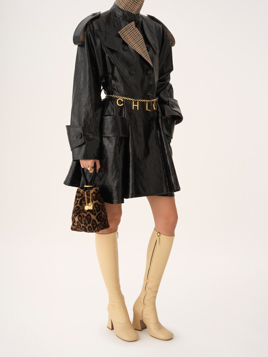 Small Chlo&eacute; Spin tote bag in leopard-print shearling - 7
