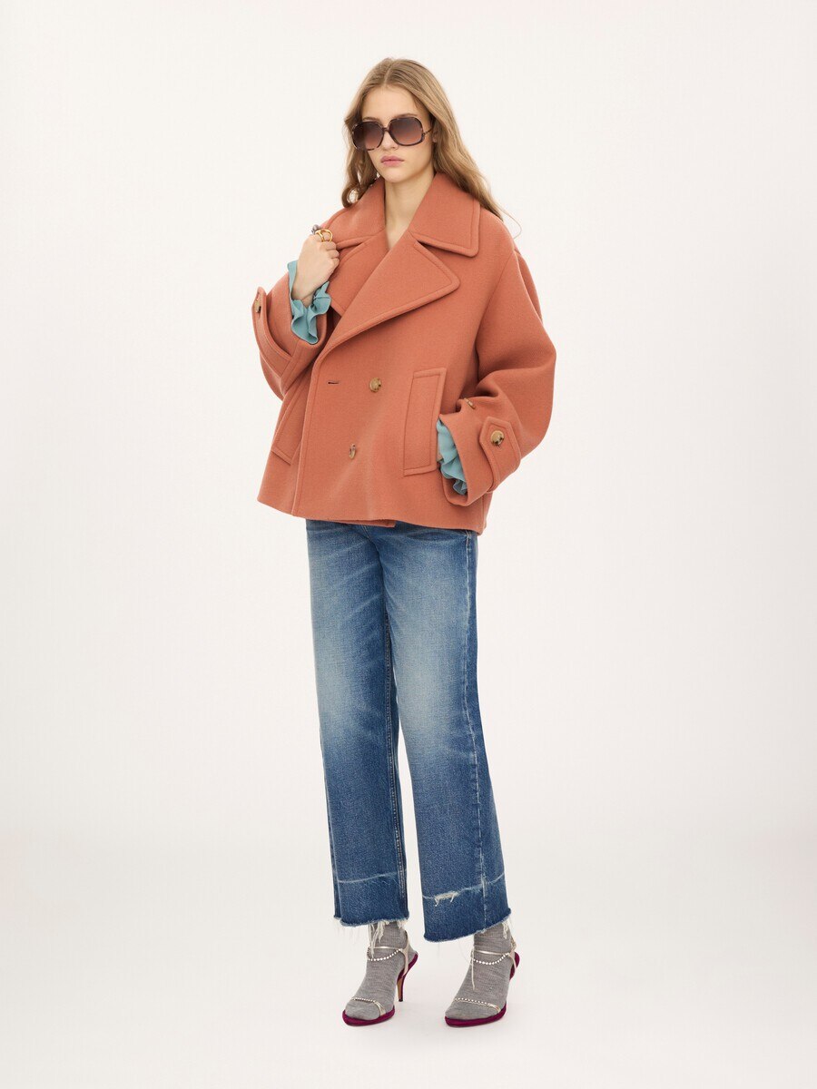 Oversized short coat in wool - 3