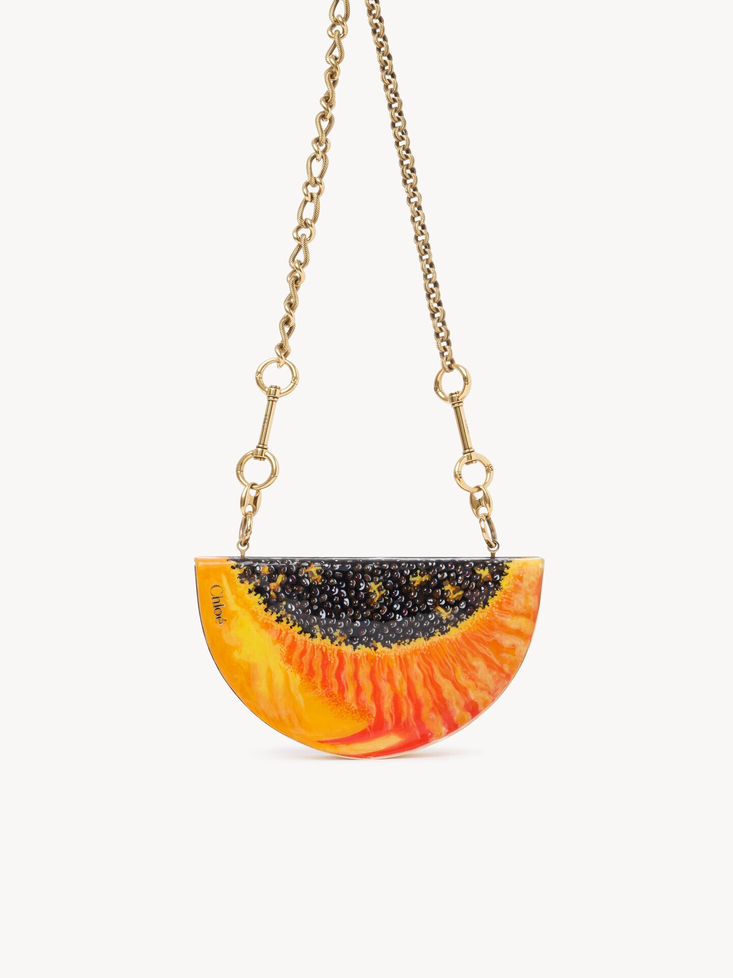 Chlo&eacute; Tropicus Papaya minaudi&egrave;re in brass - 5