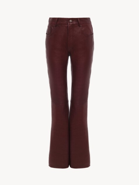Flared trousers in leather