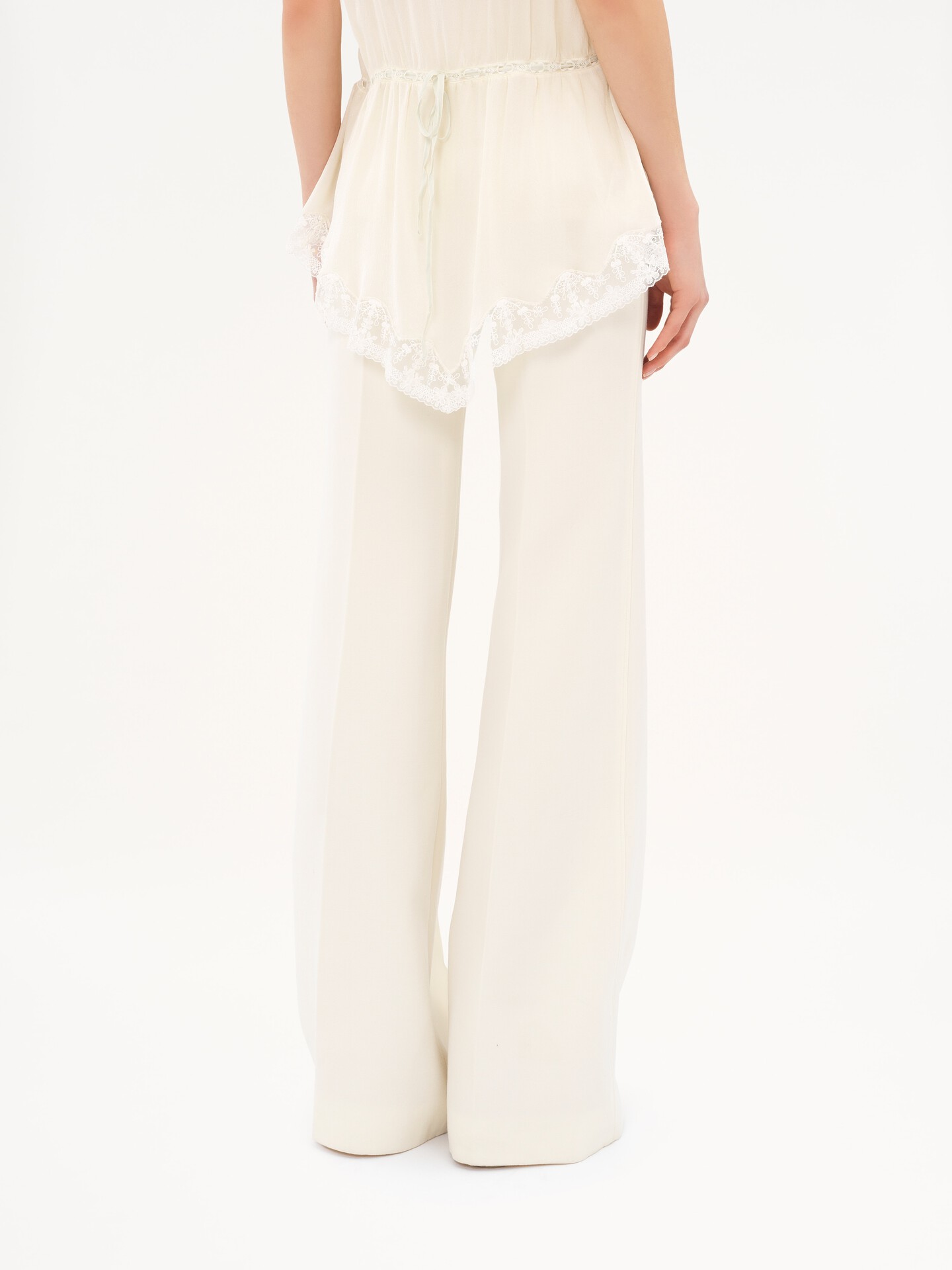 Pantalones acampanados de talle alto de lana grain de poudre - 7