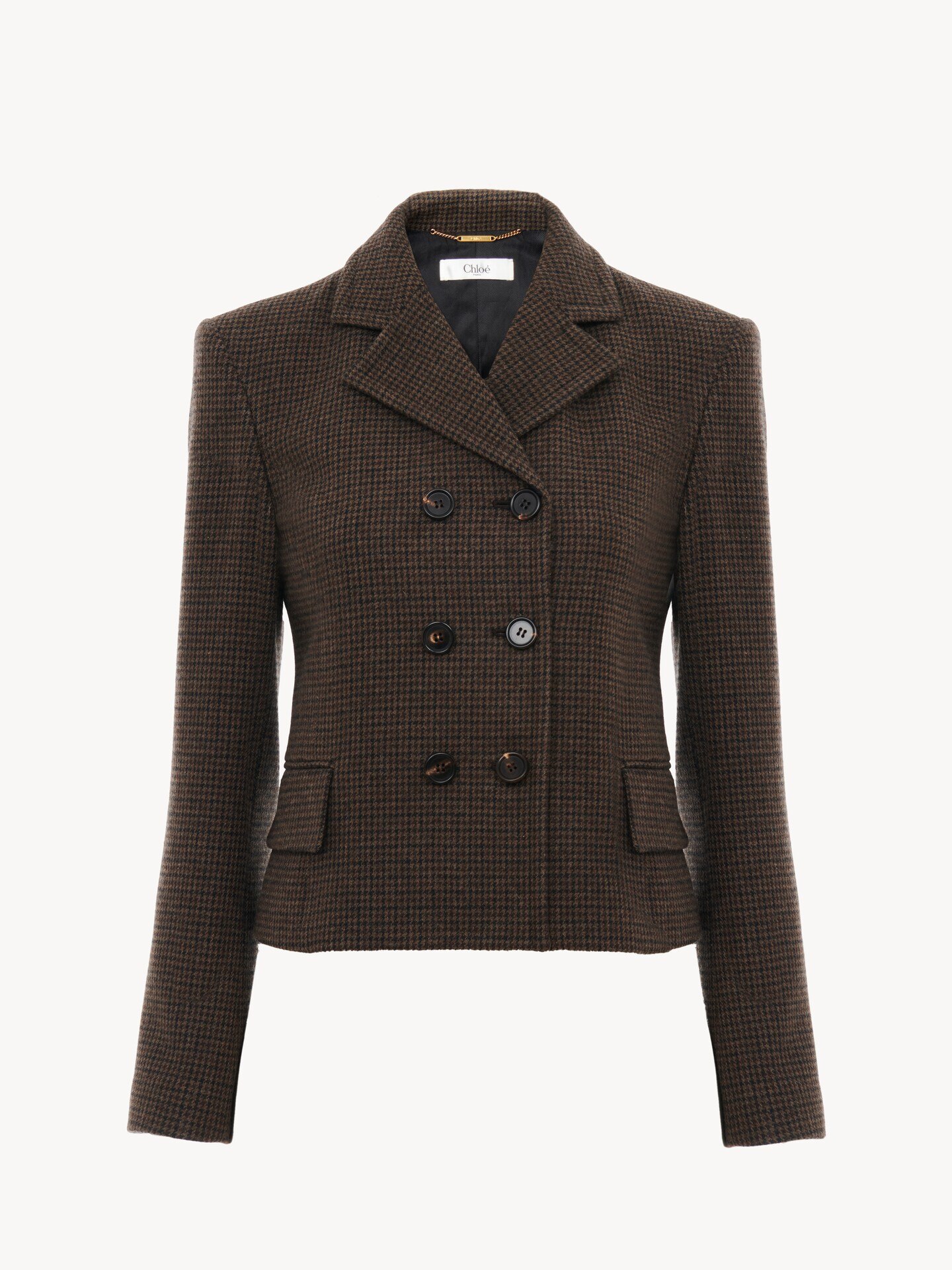 Chaqueta ajustada con doble botonadura de lana de pata de gallo - 2