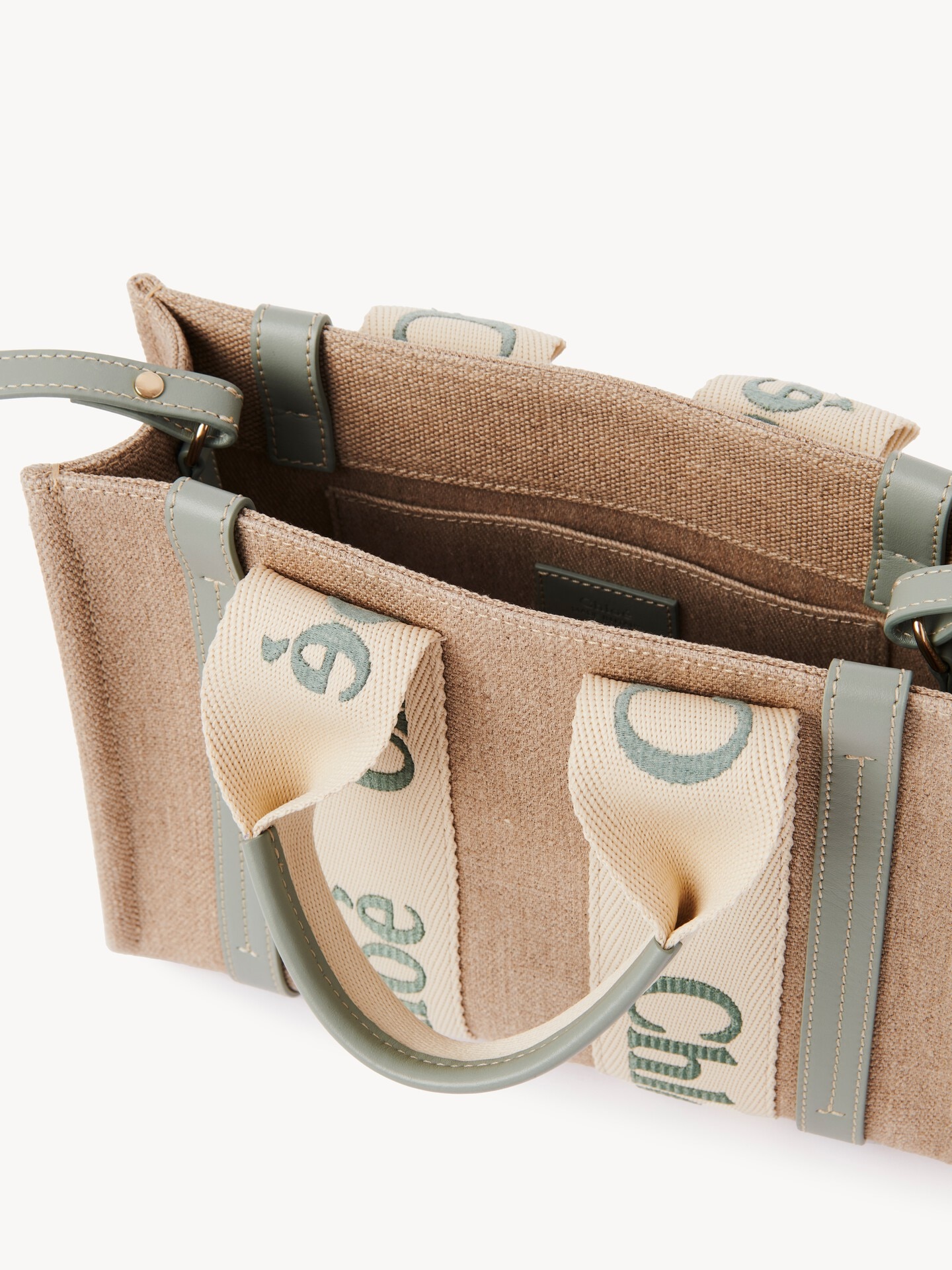 Small Woody tote bag in linen - 6