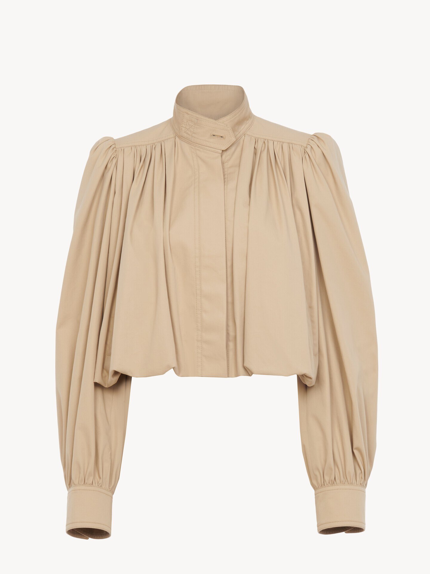 Gathered boule jacket in cotton gabardine - 1