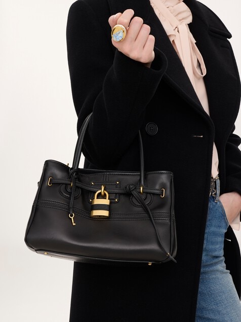 Small Paddington Sling top handle bag in soft leather
